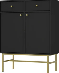 Komody>Lempert Komoda dwudrzwiowa do salonu 84 cm TOKEN czarny czarny grafit