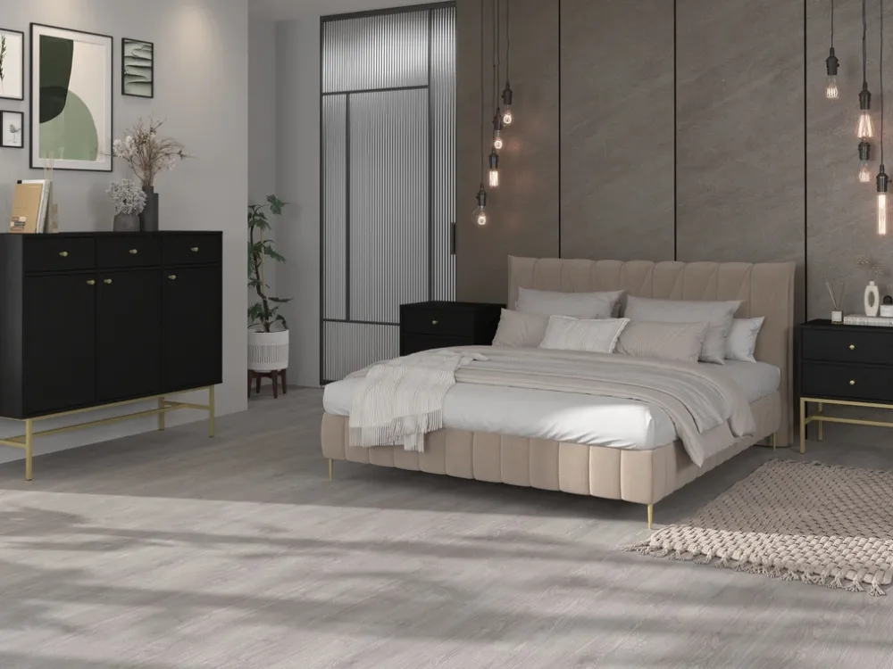 Komody>Lempert Komoda dwudrzwiowa do salonu 84 cm TOKEN czarny czarny grafit