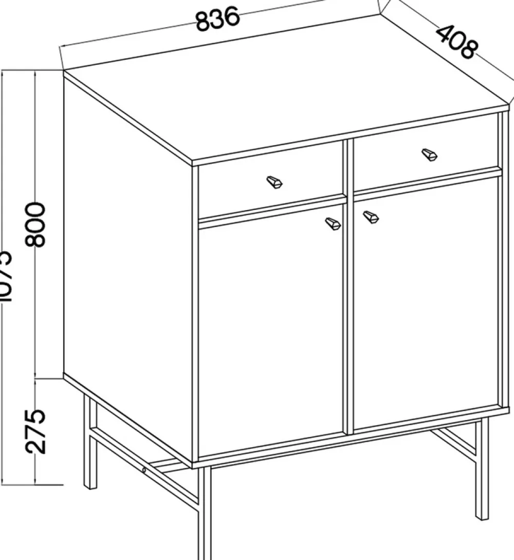 Komody>Lempert Komoda dwudrzwiowa do salonu 84 cm TOKEN czarny czarny grafit