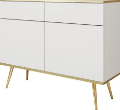 Zestawy Mebli Do Salonu|Komody>PIASKI Komoda dwudrzwiowa do salonu z szufladami 107 cm ORVIETO biały