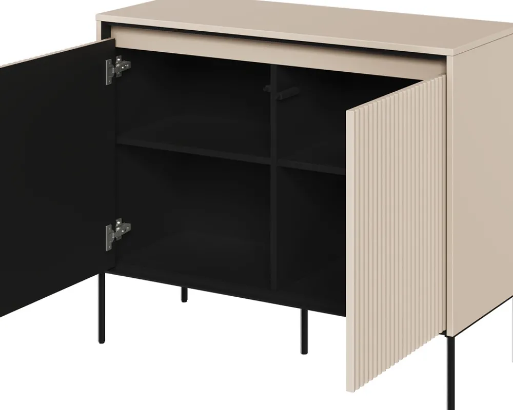 Komody|Zestawy Mebli Do Salonu>lenart. Komoda dwudrzwiowa do salonu z oświetleniem i półkami TREND