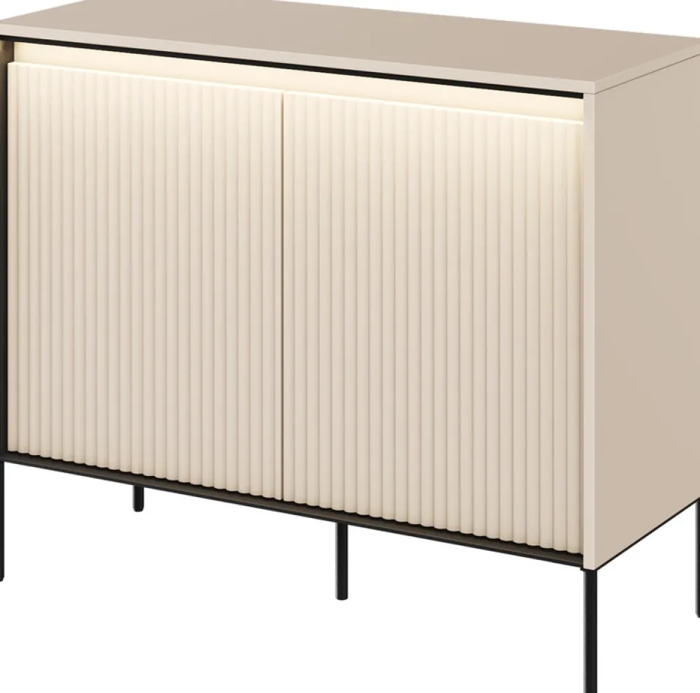 Komody|Zestawy Mebli Do Salonu>lenart. Komoda dwudrzwiowa do salonu z oświetleniem i półkami TREND