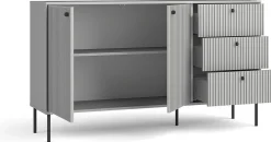 Zestawy Mebli Do Salonu|Komody>MEBLOSIEK Komoda dwudrzwiowa IRYS 156 cm z szufladami szara