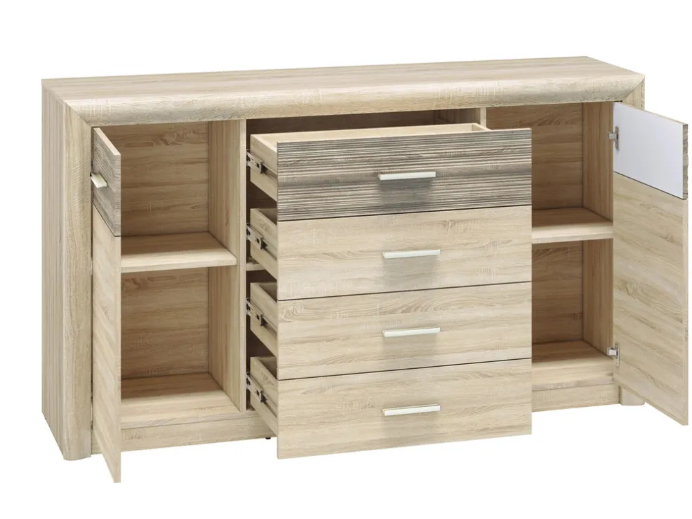 Meble Młodzieżowe|Zestawy Mebli Do Salonu>ML Meble Komoda dwudrzwiowa z szufladami 165 cm CASTEL dąb sonoma
