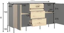 Zestawy Mebli Do Salonu|Komody></noscript>MEBLOSIEK Komoda dwudrzwiowa z szufladami 165 cm do salonu RUSTICA czarna