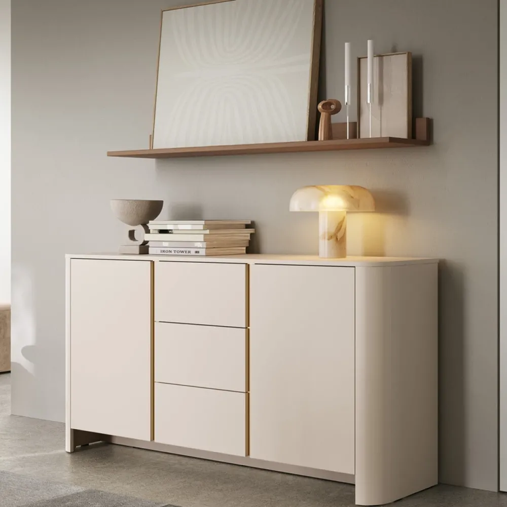 Komody|Zestawy Mebli Do Salonu>PIASKI Komoda dwudrzwiowa z szufladami 168 cm BELVI kaszmir