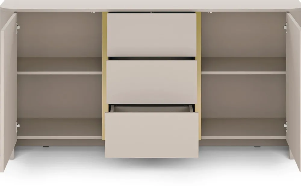 Komody|Zestawy Mebli Do Salonu>PIASKI Komoda dwudrzwiowa z szufladami 168 cm BELVI kaszmir