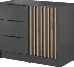Komody>PIASKI Komoda grafitowa z lamelami KELLY