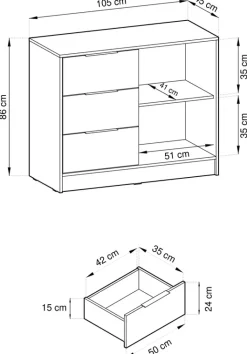 Komody></noscript>PIASKI Komoda grafitowa z lamelami KELLY