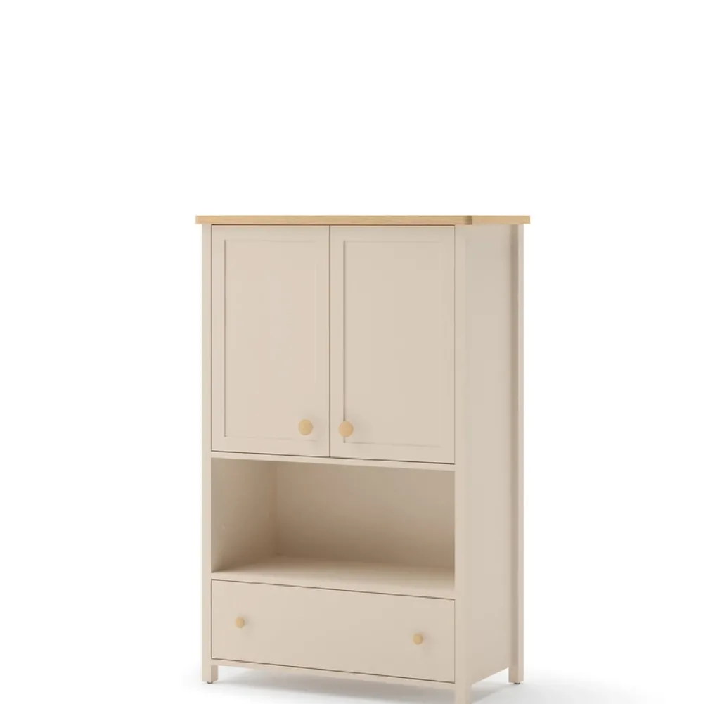Meble Młodzieżowe|Zestawy Mebli Młodzieżowych>lenart. Komoda młodzieżowa 85 cm z szufladą i półkami STORY beż piaskowy