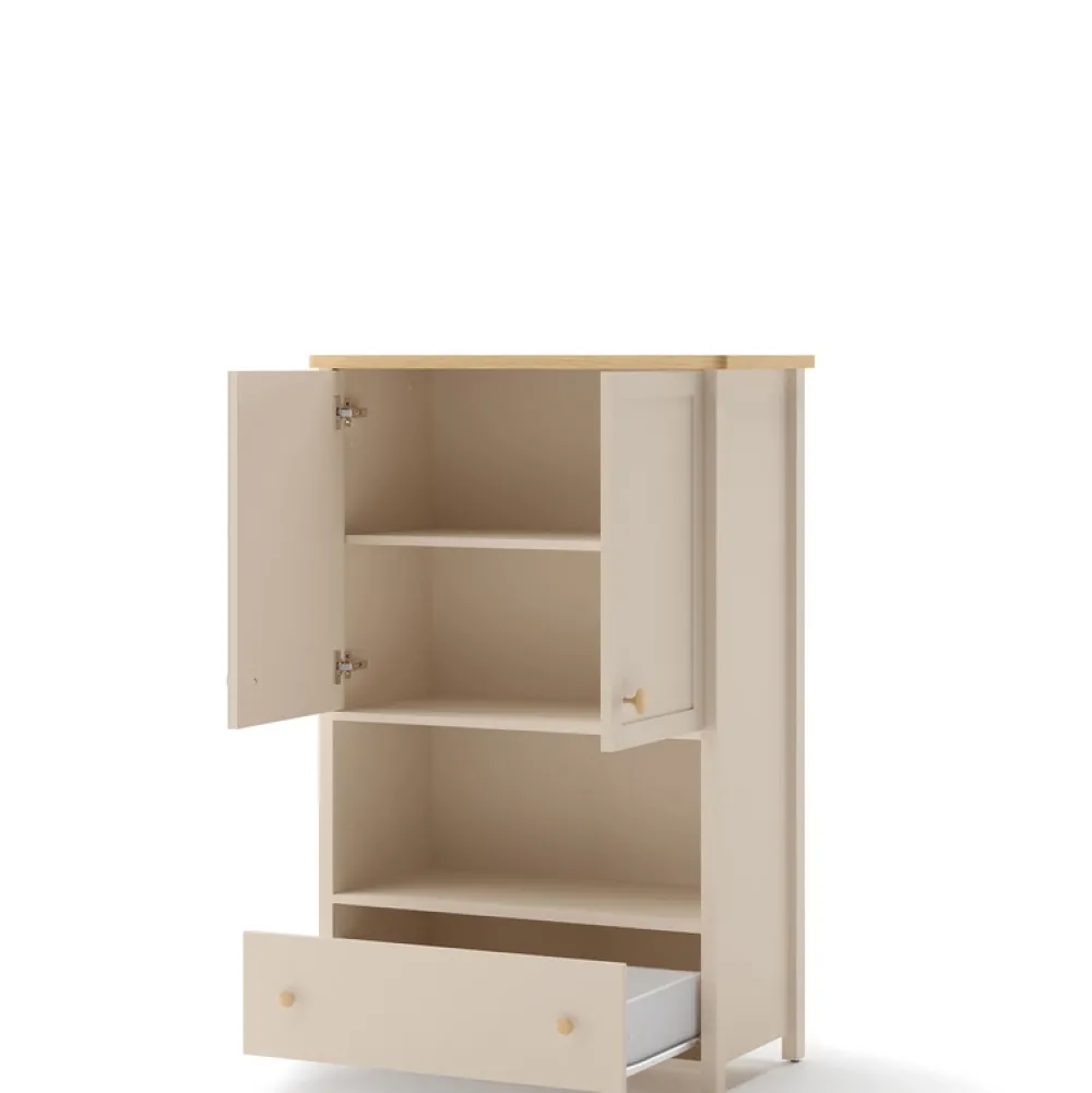 Meble Młodzieżowe|Zestawy Mebli Młodzieżowych>lenart. Komoda młodzieżowa 85 cm z szufladą i półkami STORY beż piaskowy