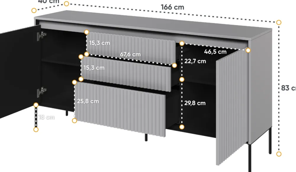 Zestawy Mebli Do Salonu|Komody>lenart. Komoda nowoczesna do salonu z frezowanymi frontami i szufladami TREND