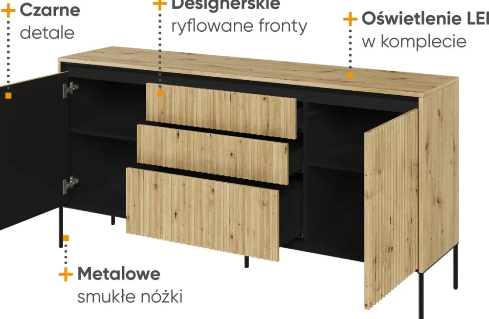 Komody|Zestawy Mebli Do Salonu>lenart. Komoda nowoczesna z frezowanymi frontami i szufladami TREND