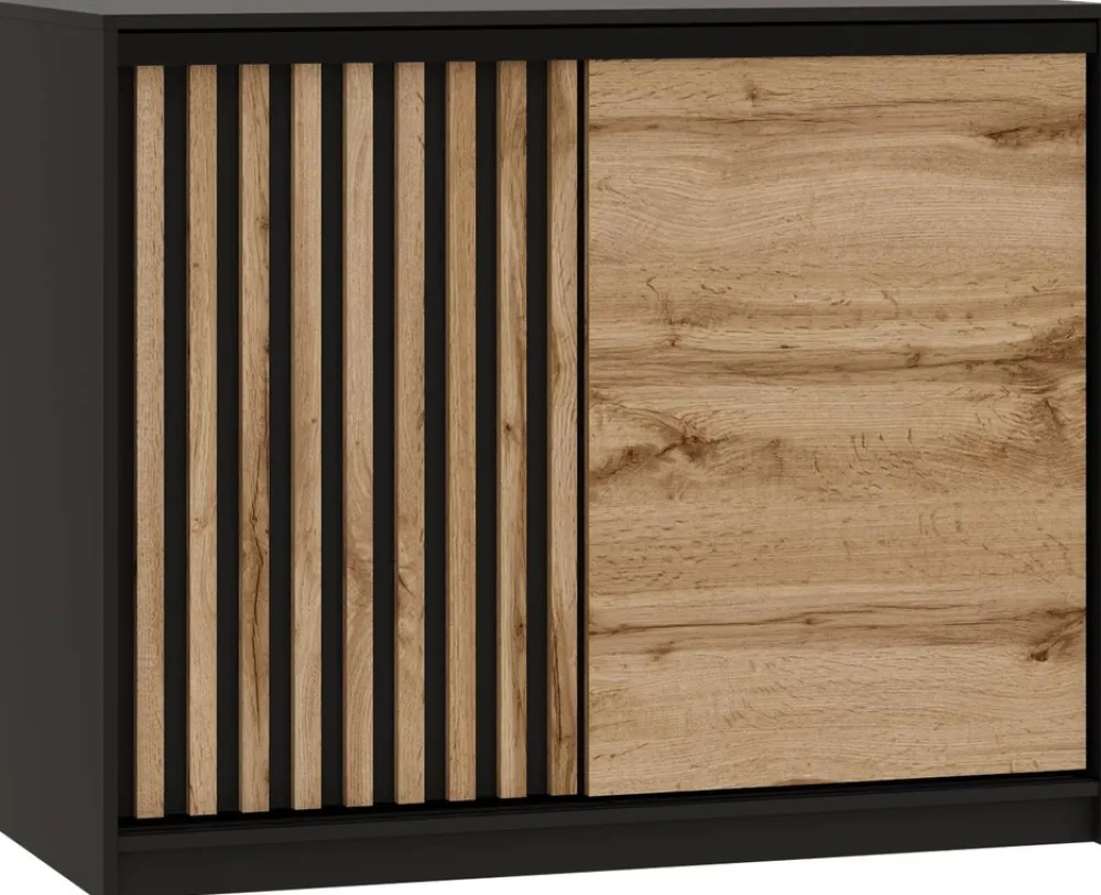 Komody>BROMARKT Komoda przesuwna 120 cm z lamelami i drążkiem do sypialni LOFT