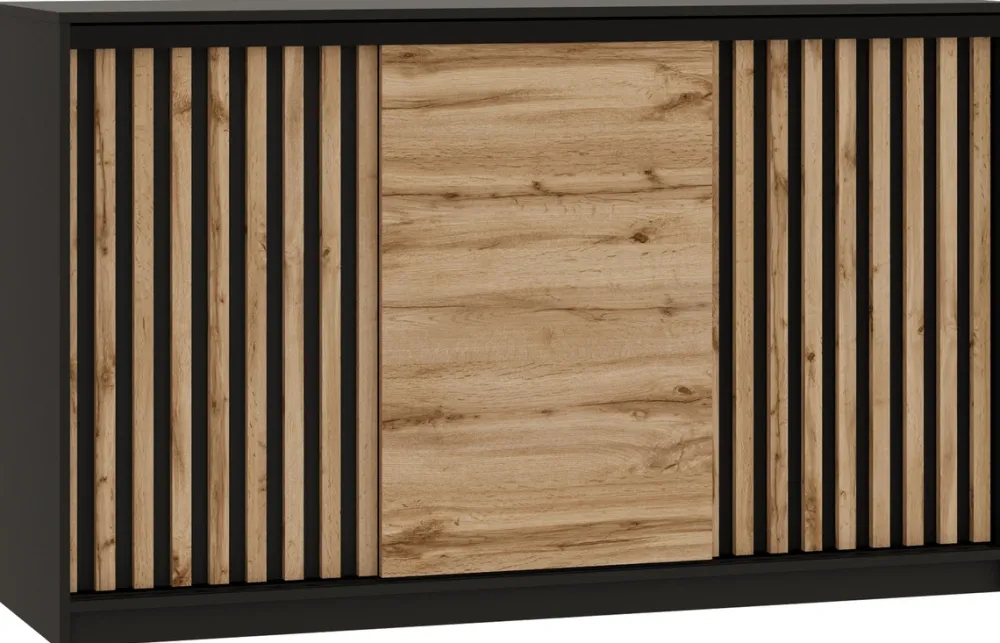 Komody>BROMARKT Komoda przesuwna 160 cm z szufladami i drążkiem LOFT z lamelami