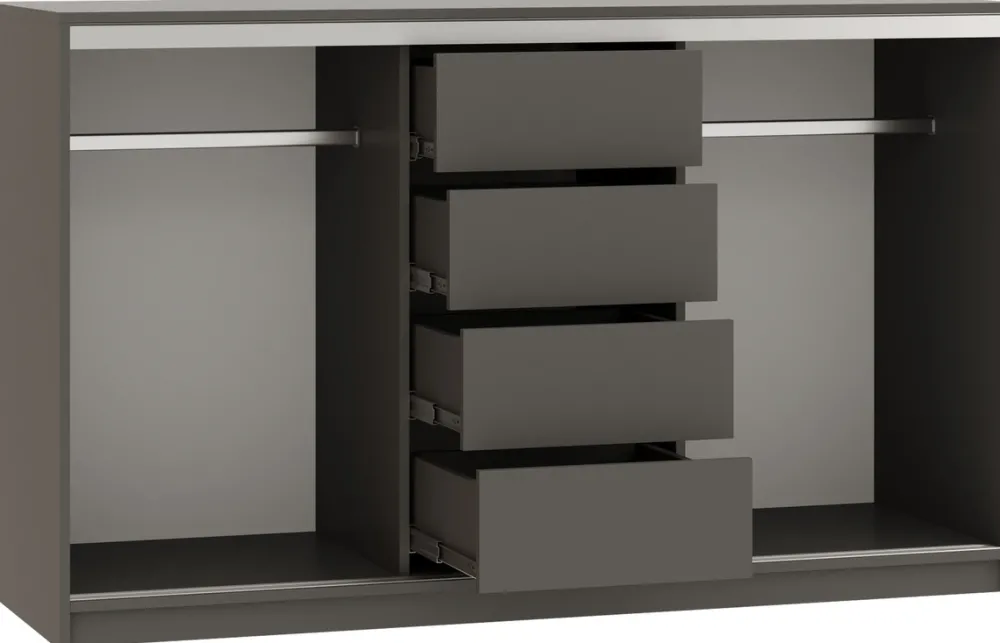 Komody>BROMARKT Komoda przesuwna 160 cm z szufladami do sypialni TOP grafit