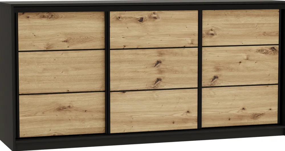 Komody>BROMARKT Komoda przesuwna do sypialni z szufladami 200 cm LOFT dąb artisan