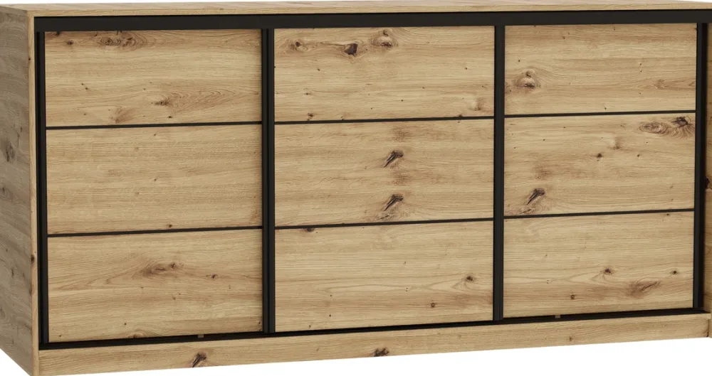 Komody>BROMARKT Komoda przesuwna z drążkiem i szufladami 200 cm LOFT dąb artisan