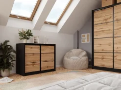 Komody></noscript>BROMARKT Komoda przesuwna z drążkiem i szufladami 120 cm LOFT