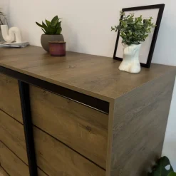 Komody></noscript>BROMARKT Komoda przesuwna z drążkiem i szufladami 120 cm LOFT