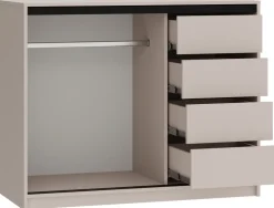 Komody>BROMARKT Komoda przesuwna z drążkiem do sypialni 120 cm LOFT beż piaskowy