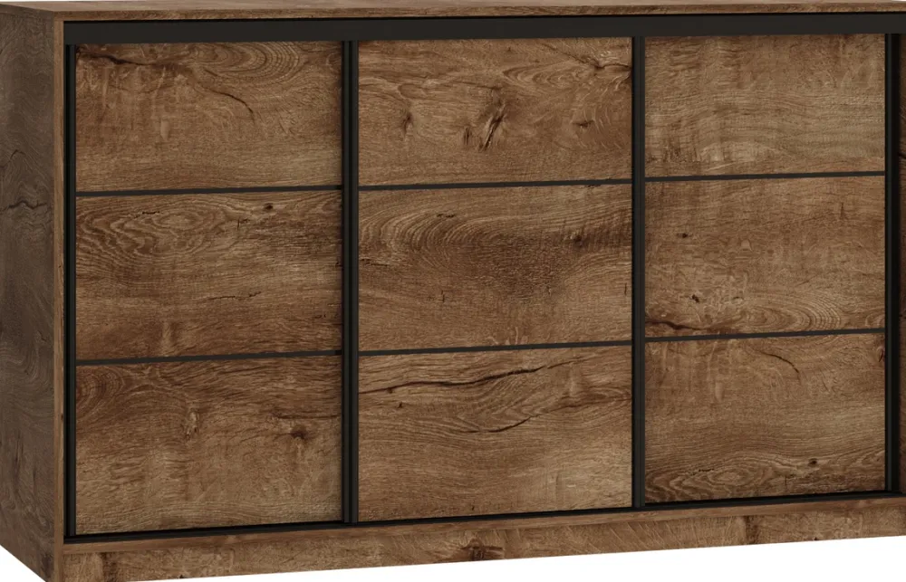 Komody>BROMARKT Komoda przesuwna z szufladami i drążkami 160 cm LOFT dąb lefkas