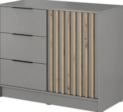 Komody>PIASKI Komoda szara z lamelami KELLY