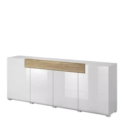 Zestawy Mebli Do Salonu|Komody>Helvetia Komoda szeroka TENDER biały połysk ze wstawkami