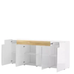 Zestawy Mebli Do Salonu|Komody>Helvetia Komoda szeroka TENDER biały połysk ze wstawkami