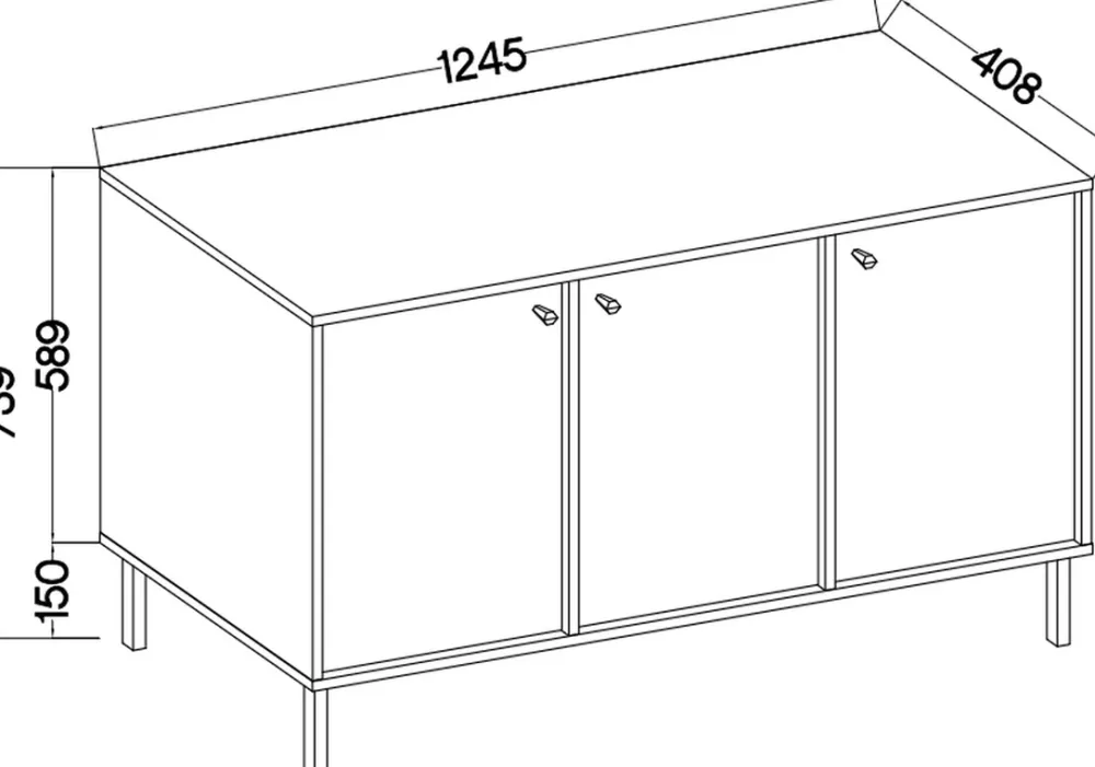 Zestawy Mebli Do Salonu|Komody>Lempert Komoda trzydrzwiowa do salonu 125 cm TOKEN beż piaskowy