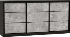 Komody>BROMARKT Komoda trzydrzwiowa do sypialni z szufladami i drążkiem 200 cm LOFT