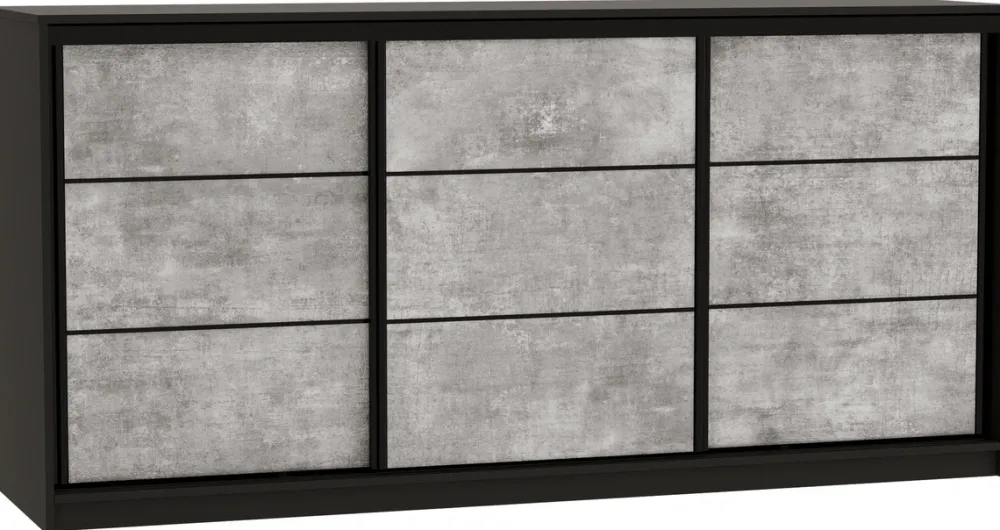 Komody>BROMARKT Komoda trzydrzwiowa do sypialni z szufladami i drążkiem 200 cm LOFT