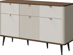 Zestawy Mebli Do Salonu>JUREK Komoda trzydrzwiowa z szufladami 160 cm MIREL kaszmir