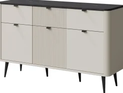 Zestawy Mebli Do Salonu>JUREK Komoda trzydrzwiowa z szufladami 160 cm MIREL kaszmir