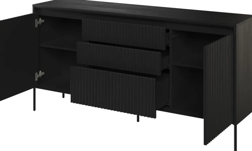 Komody|Zestawy Mebli Do Salonu>lenart. Komoda w stylu nowoczesnym z szufladami do salonu TREND czarny