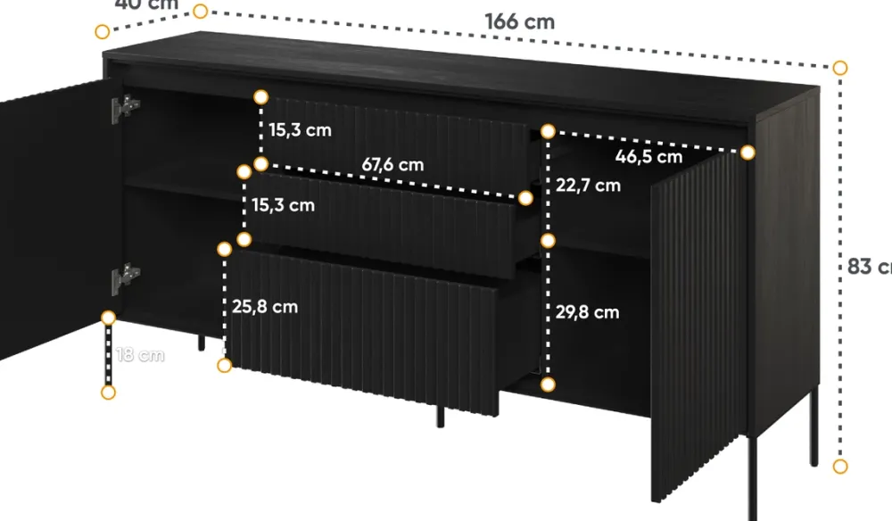 Komody|Zestawy Mebli Do Salonu>lenart. Komoda w stylu nowoczesnym z szufladami do salonu TREND czarny