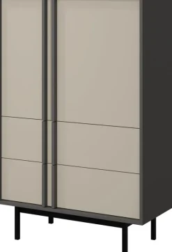 Komody>JUREK Komoda wysoka AVERO 83 cm antracyt beż jasny z szufladami