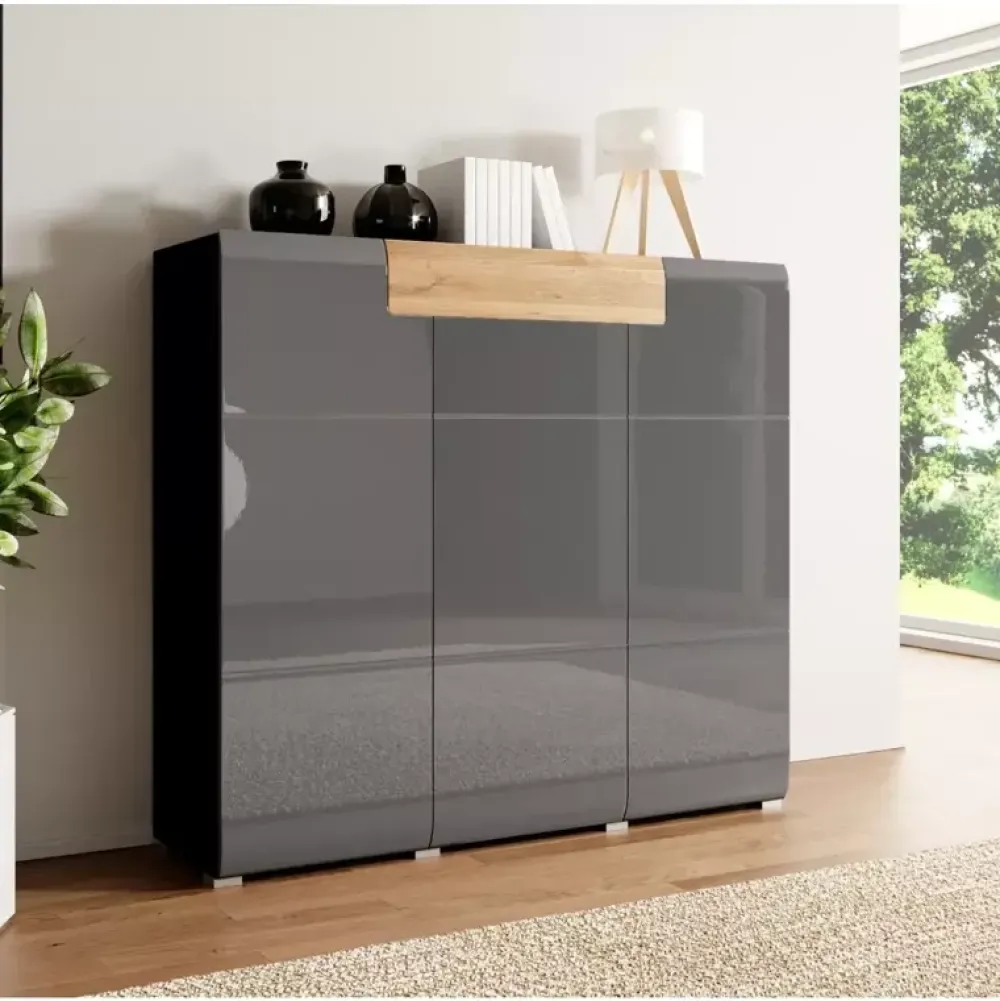 Komody>Helvetia Komoda wysoka TENDER antracyt połysk