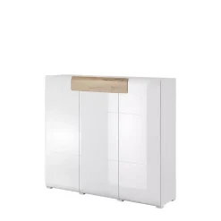 Zestawy Mebli Do Salonu|Komody>Helvetia Komoda wysoka TENDER biały połysk ze wstawkami