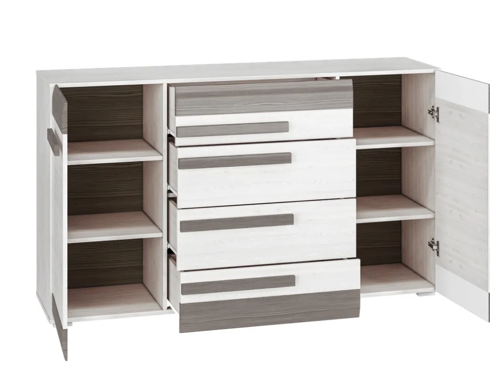 Zestawy Mebli Do Sypialni|Zestawy Mebli Do Salonu>ML Meble Komoda z drzwiami i szufladami 165 cm BLANCO sosna śnieżna