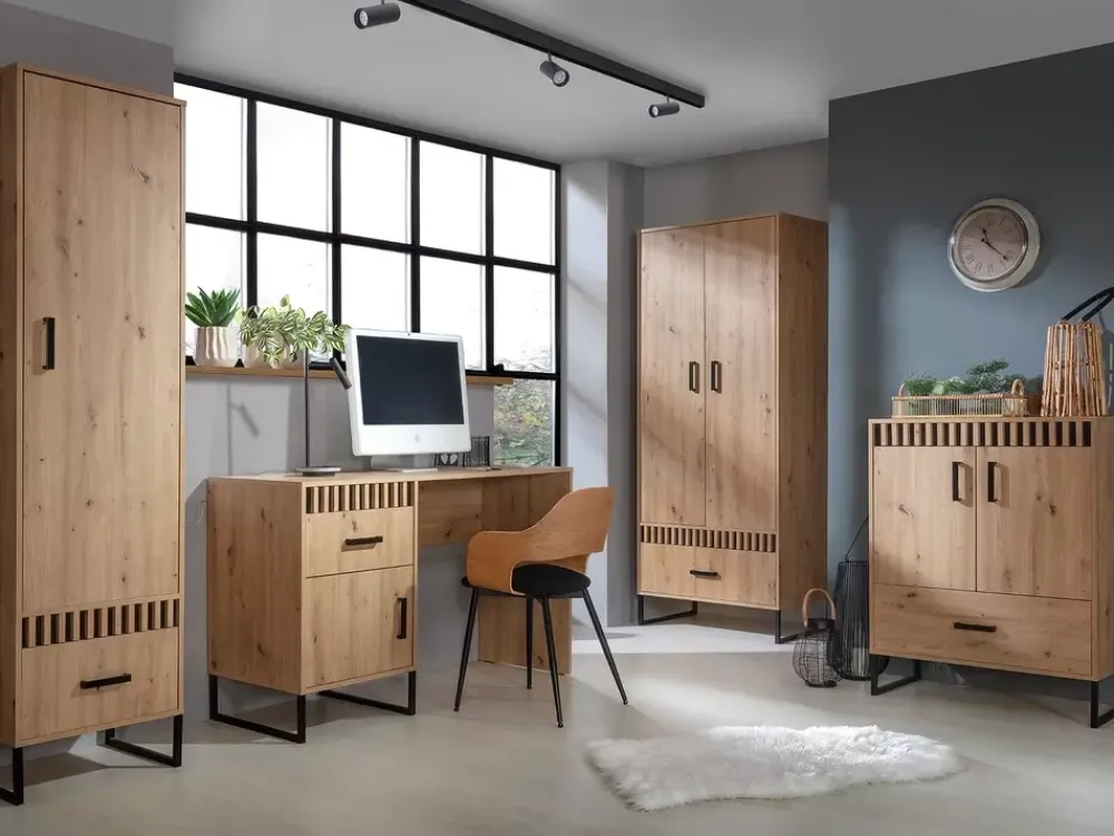 Zestawy Mebli Młodzieżowych|Komody>DOMEL Komoda z drzwiami i szufladą 80 cm LAMELIX dąb artisan