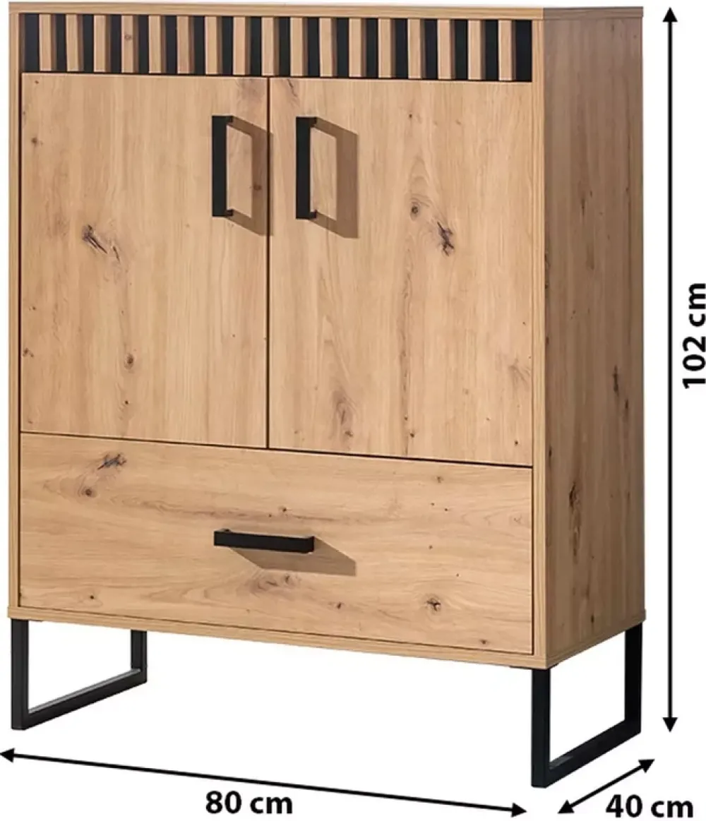 Zestawy Mebli Młodzieżowych|Komody>DOMEL Komoda z drzwiami i szufladą 80 cm LAMELIX dąb artisan