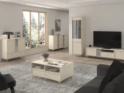 Komody|Zestawy Mebli Do Salonu>Lempert Komoda z drzwiami i szufladami do salonu 84 cm TOKEN beż piaskowy