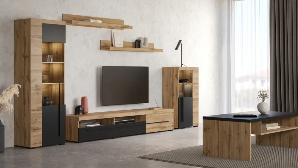 Zestawy Mebli Do Salonu|Komody>Helvetia Komoda z szufladami 120 cm do salonu dąb wotan ROGER