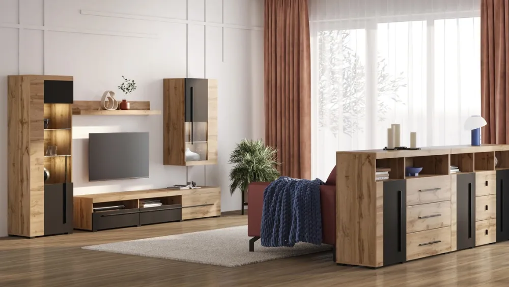 Zestawy Mebli Do Salonu|Komody>Helvetia Komoda z szufladami 120 cm do salonu dąb wotan ROGER