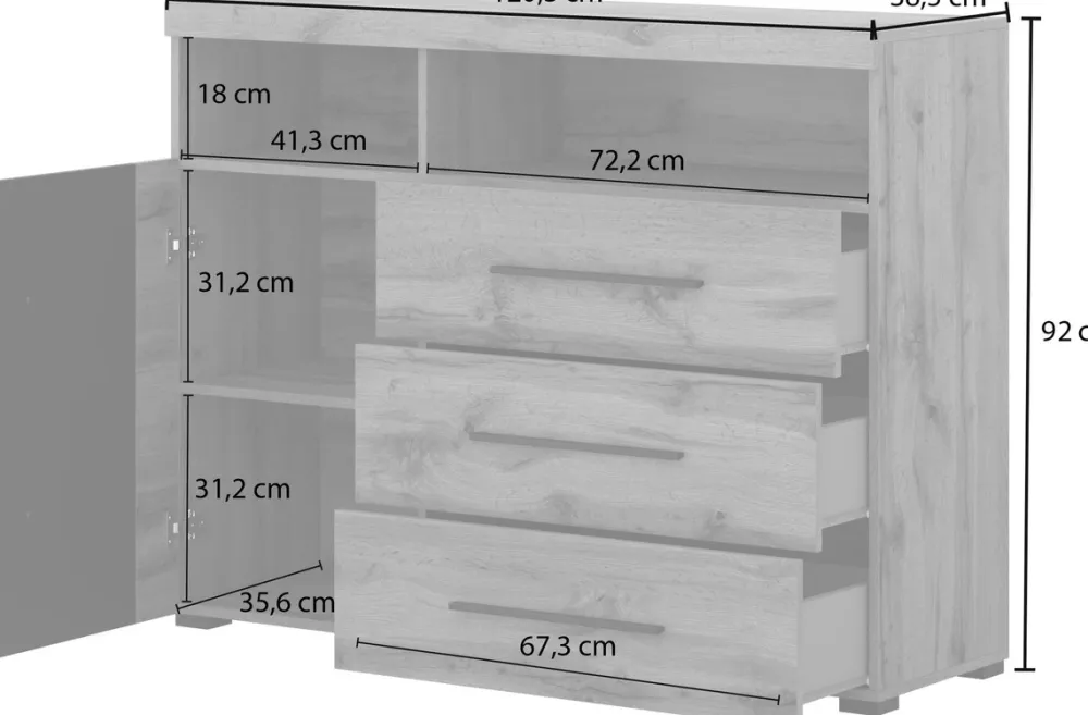 Zestawy Mebli Do Salonu|Komody>Helvetia Komoda z szufladami 120 cm do salonu dąb wotan ROGER