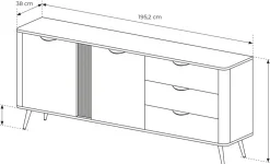 Zestawy Mebli Do Salonu|Komody></noscript>LASKI Komoda z szufladami 163 cm do salonu dąb dunin VALIO