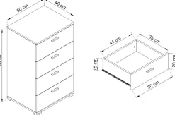 Komody>PIASKI Komoda z szufladami 50 cm grafit SAND