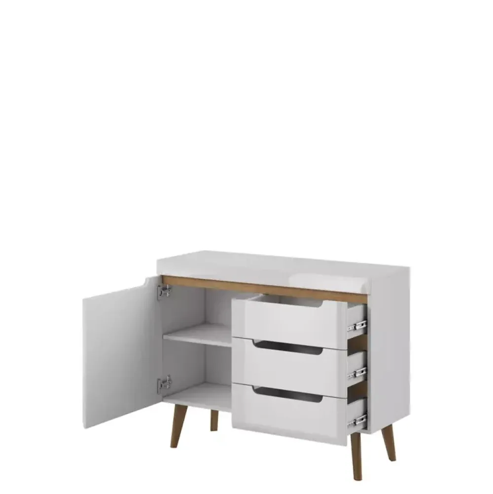 Komody>PIASKI Komoda z szufladami biały połysk RENI