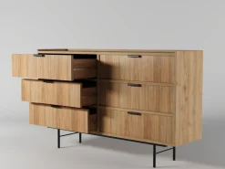 Zestawy Mebli Do Salonu|Komody>KAROL MEBLE Komoda z szufladami do salonu 150 cm ELVIO hikora naturalna